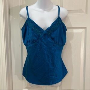 Liz Claiborne Blue/Teal Camisole w Embellished Neckline | EUC | XL